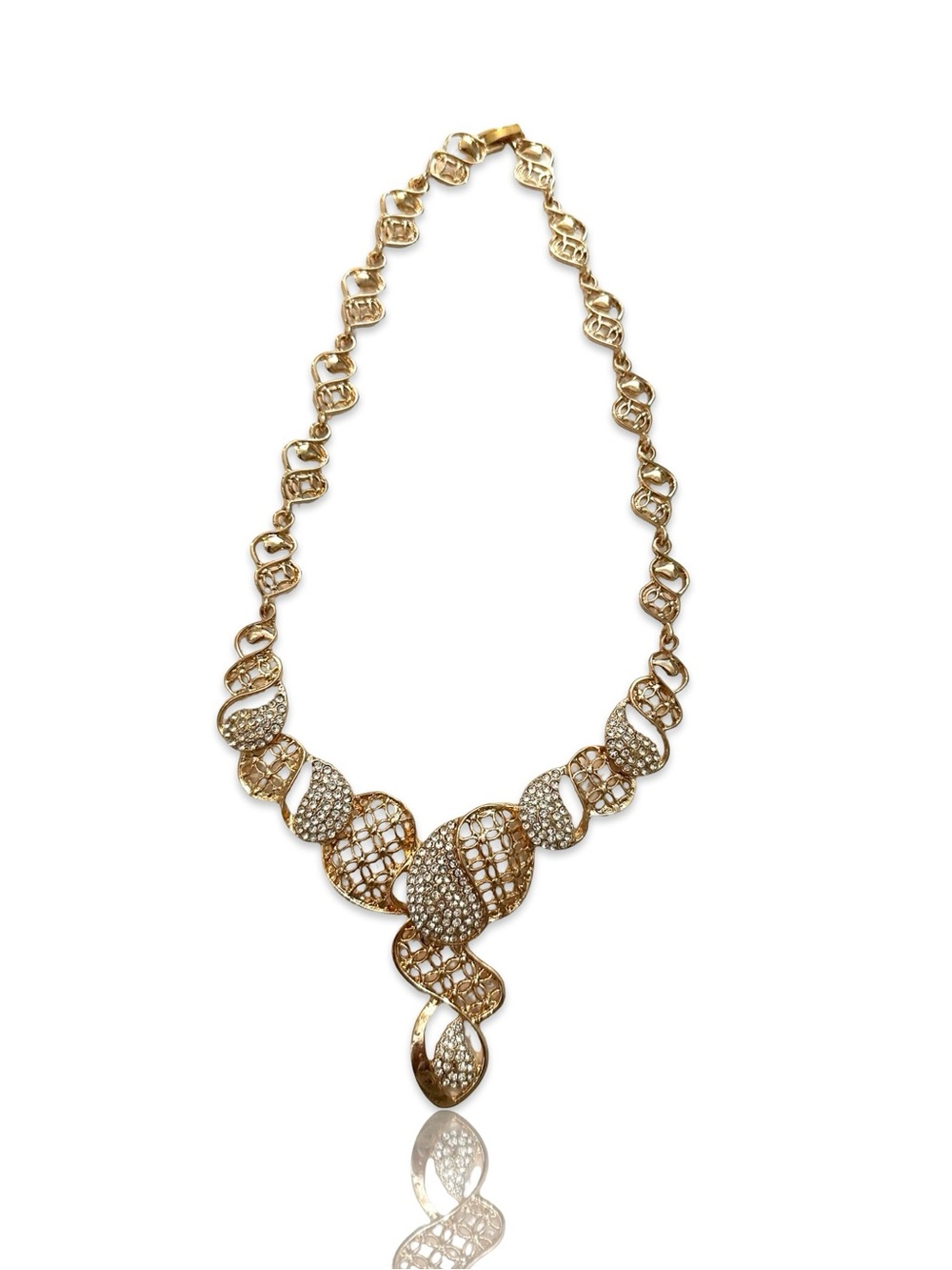 Unique Bargains Gold-tone Crystal Pavé Necklace